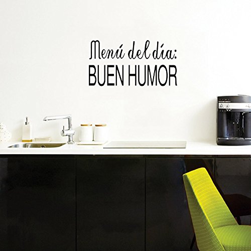 Docliick®'Frase Vinilo “ Menu del dia… “ Vinilos decorativos vinilo frases motivadoras para pared. Vinilo para decorar habitaciones Vinilos decorativos frases DC-16048-M (45x20cm)