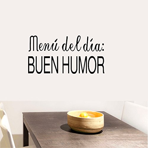 Docliick®'Frase Vinilo “ Menu del dia… “ Vinilos decorativos vinilo frases motivadoras para pared. Vinilo para decorar habitaciones Vinilos decorativos frases DC-16048-M (45x20cm)