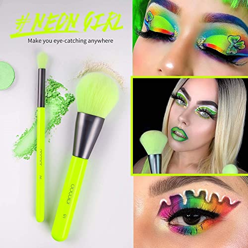 Docolor Brochas de Maquillaje Profesional 15 Piezas Neon Green Set de Brochas de Maquillaje Ojos Polvo Facial Correctores de Rubor Brochas Para Sombras de Caja de Regalo