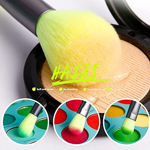 Docolor Brochas de Maquillaje Profesional 15 Piezas Neon Green Set de Brochas de Maquillaje Ojos Polvo Facial Correctores de Rubor Brochas Para Sombras de Caja de Regalo