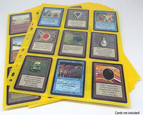 Docsmagic.de 10 18-Pocket Pages Yellow - Sideloading - 11 Holes - MTG PKM YGO - Pagina Amarillo