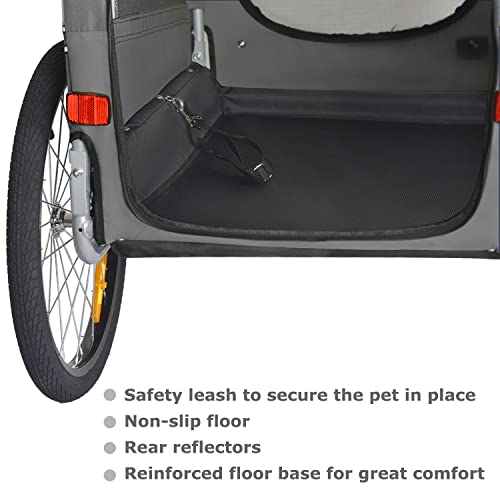 DOGGYHUT® - Remolque de bicicleta para perros (tamaño XL, hasta 45 kg, para perros, para bicicleta, perros grandes, 80103), color gris