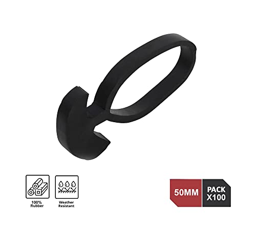 DOJA INDUSTRIAL | GOMA ANCLA de 5cm | PACK 100 | Tensor goma de caucho para tutores para plantas huerto urbano | Tensor elastico lona camping piscina | Clips plantas flores olivos | TENSION FUERTE