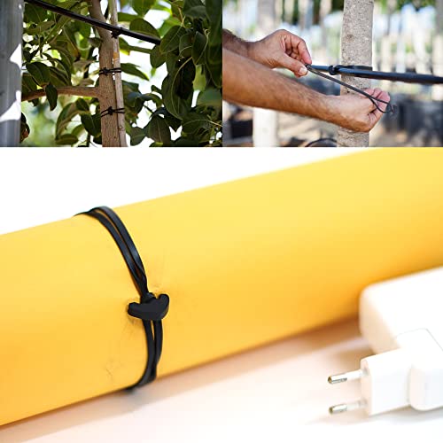 DOJA INDUSTRIAL | GOMA ANCLA de 5cm | PACK 100 | Tensor goma de caucho para tutores para plantas huerto urbano | Tensor elastico lona camping piscina | Clips plantas flores olivos | TENSION FUERTE