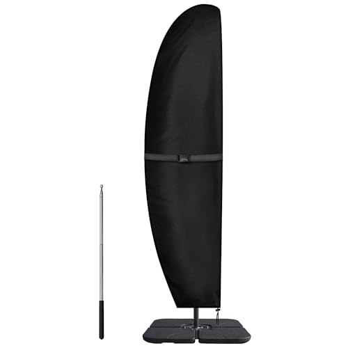 Dokon Funda Parasol Funda Sombrilla Jardín Impermeable, Tela Oxford 420D, Anti Viento, Anti UV Funda para Sombrilla Excentrica Playa Exterior con Cremallera (280x30/81/46cm) - Negro