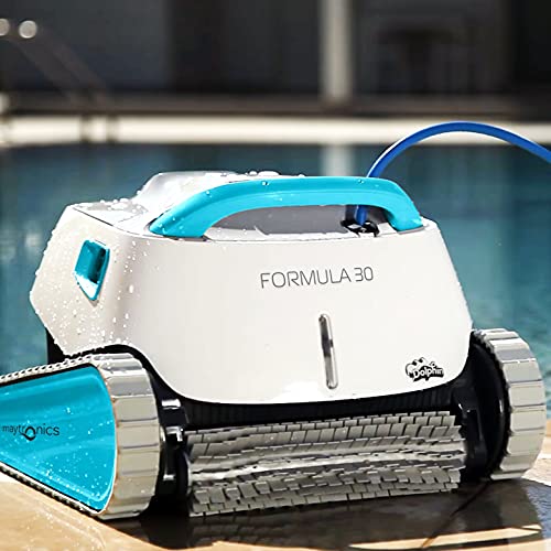 DOLPHIN Formula 30 - Robot Limpiafondos de Piscina - Automático - Avanzado Sistema de Escaneo - para Piscinas de hasta 12 m - Limpia Fondo, Paredes y Línea de Agua - Garantía de 2 Años