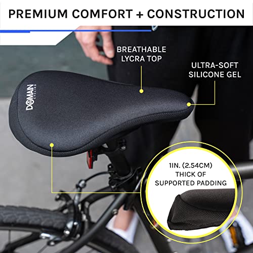 Domain Cycling Prima De La Bici del Asiento del Gel De La Cubierta del Amortiguador 10.5 "X 7" - El Más Cómodo Sillín Pad para Clase De Spinning O Ciclismo Al Aire Libre