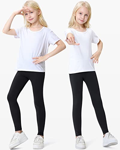 Domee Leggings Largo Mallas Color Sólido Niña Pack de 3 Negro 6-7 Años (Fabricante Tamaño 130)