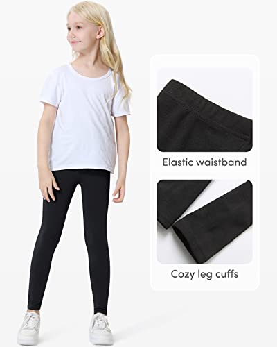 Domee Leggings Largo Mallas Color Sólido Niña Pack de 3 Negro 6-7 Años (Fabricante Tamaño 130)