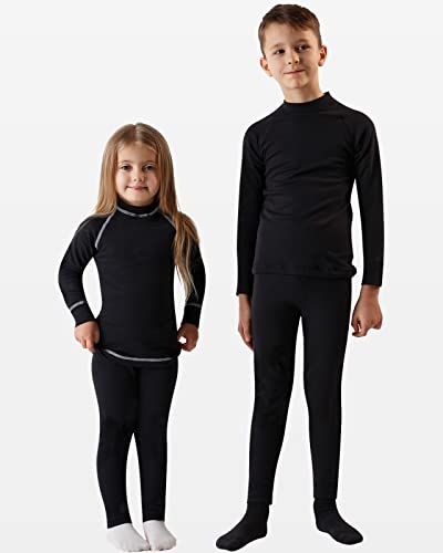 Domee Leggings Térmicos Algodón Mallas Forro Polar Niña Negro 12-13 Años (Fabricación Tamaño 170)