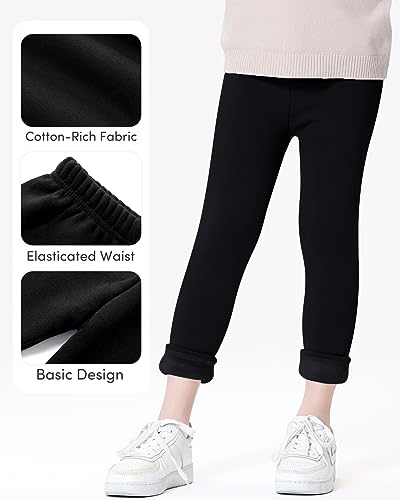 Domee Leggings Térmicos Algodón Mallas Forro Polar Niña Negro 4 Años (Fabricación Tamaño 110)