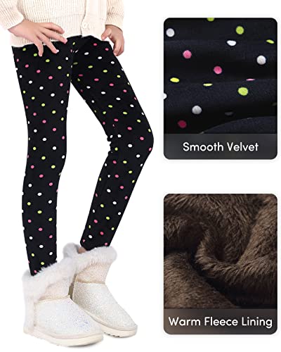 Domee Leggins Invierno Térmicos Pantalones Forro Polar Niña Pack de 2 Estrellas De Colores + Puntos De Colores 4-5 años (Talla del Fabricante 110)