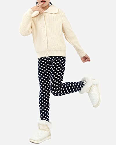 Domee Leggins Invierno Térmicos Pantalones Forro Polar Niña Pack de 2 Leopardo + Puntos Negros 9-10 años (Talla del Fabricante 150)