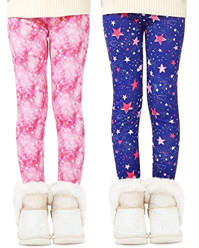 Domee Leggins Termicos Invierno Forro Polar Niña Pack de 2 Azul + Rosa 11 Años (Tamaño del Fabricante 160)