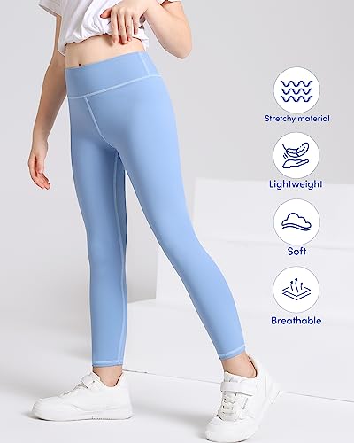 Domee Leggins Yoga Deporte Pantalones Niña Pack de 3 Granate + Azul Claro + Gris 9-10 Años (Tamaño de la Fabricante 150)