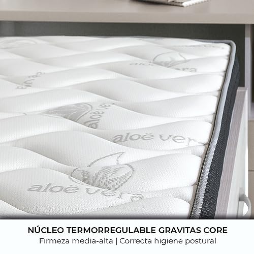 Don Descanso-Colchón Cama Nido Mulhacén 67x180cm. Colchón Viscoelástico con Tejido Aloe Vera Strech y Tejido Lateral 3D Transpirable. Alto: +/-17cm | Firmeza Medio-Alta | Reversible