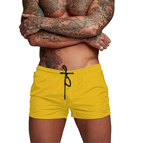 Donason Bañador Hombre Secado Rápido Bañadores de Natación Pantalones Cortos de Baño para Hombres Shorts Deportivos para Correr con Forro de Malla y Bolsillos