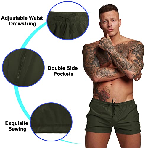 Donason Bañador Hombre Secado Rápido Bañadores de Natación Pantalones Cortos de Baño para Hombres Shorts Deportivos para Correr con Forro de Malla y Bolsillos