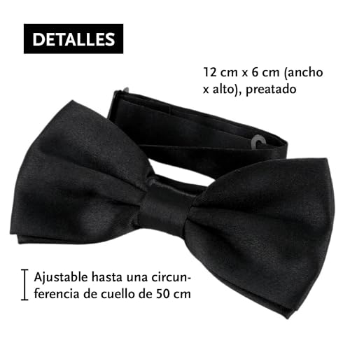 DonDon Set de tirantes y pajarita para hombre, forma de Y, ancho 3,5 cm, hecho a mano - Elegante accesorio para boda, fiesta, smoking - Negro