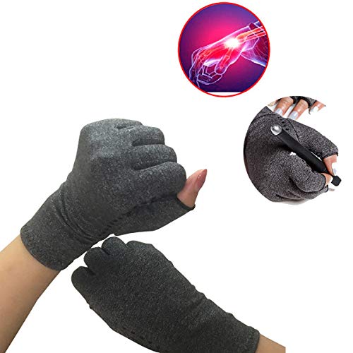 Donnagelia Guantes de compresión para artritis, para síntomas de artritis, salud, alivio del dolor de las articulaciones, entrenamiento de rehabilitación, sin dedos y ventilados, 1 par