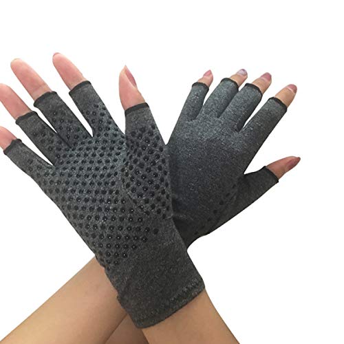 Donnagelia Guantes de compresión para artritis, para síntomas de artritis, salud, alivio del dolor de las articulaciones, entrenamiento de rehabilitación, sin dedos y ventilados, 1 par