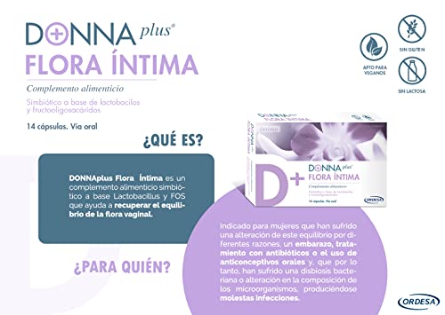 DONNAPLUS Flora Íntima - Complemento Alimenticio para el Bienestar Íntimo con Lactobacillus y FOS - 14 Cápsulas