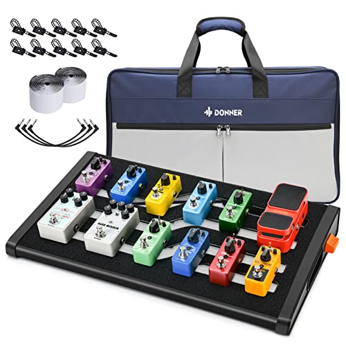 Donner Pedalera de efecto para Guitarra Electrica Ligero y Portable con Bolsa de Transporte y Cinta de Gancho y Bucle, Tablero de Pedal de Aleación 560 * 324 * 67mm (DB-S300)