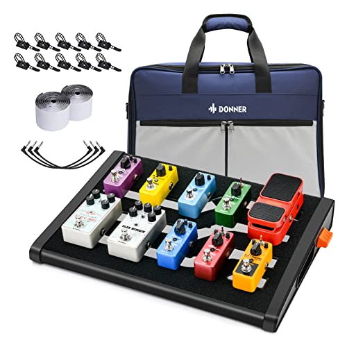 Donner Pedalera de efectos para Guitarra Ligero y Portable con Bolsa de Transporte y Cinta de Gancho y Bucle, Tablero de Pedal de Aleación, 460 x 324 x 67mm (DB-S200)