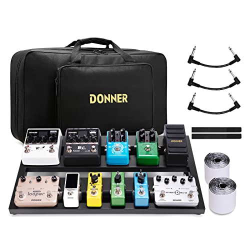 Donner Pedalera de efectos para Guitarra Ligero y Portable con Bolsa de Transporte y Cinta de Gancho y Bucle, Tablero de Pedal de Aleación 500 * 290 * 100mm (DB-3)