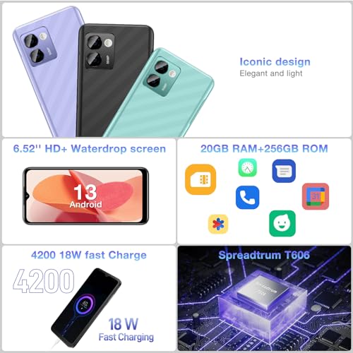 DOOGEE N50PRO Telefonos Moviles Libres Android 13, 20GB RAM+256GB ROM, Octa Core, 50MP AI Cámara, 4200mAh Batería 18W, 6,52 Pulgadas HD+, 1TB SD Smartphone Widevine L1, Huella Dactilar/GPS/WIFI-2024