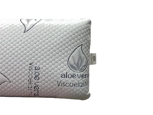 Dormio - Almohada viscoelástica con perfecta adaptabilidad al cuello, Tejido Aloe Vera, Termorregulable, Blanco, 135 cm