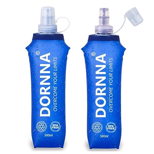 DORNNA® – 2X1 Soft Flask, Botella de Hidratación BPA FREE para Running, Bolsa de Hidratación Deportiva, Botella de Agua Reutilizable Muy Resistente. (500ML - 2 UDS)