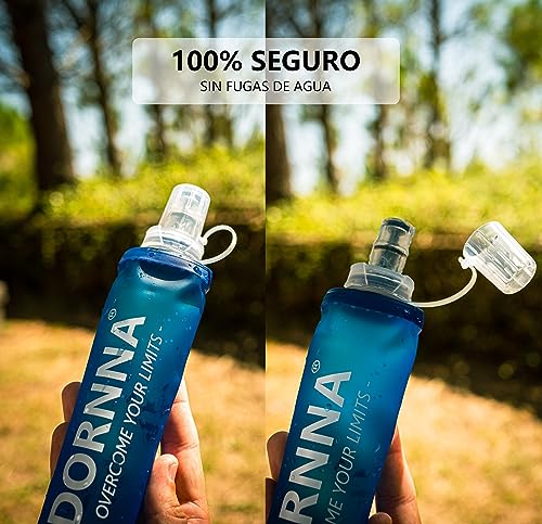 DORNNA® – 2X1 Soft Flask, Botella de Hidratación BPA FREE para Running, Bolsa de Hidratación Deportiva, Botella de Agua Reutilizable Muy Resistente. (500ML - 2 UDS)