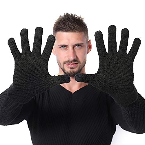 DOVAVA Guantes - para Hombre Gris Gris 85 (Negro)