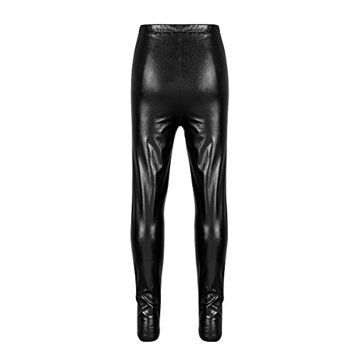 dPois Leggings Niña Leggings Cintura Elástica Pantalones Largos de Lápiz Ajustados Ropa Deportiva Invierno Danza Jazz Baile Porristas Jeggings Running Fitness Negro 7-8 años