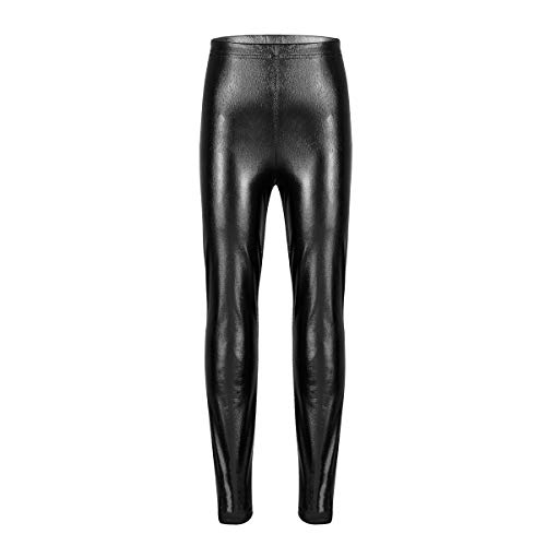 dPois Leggings Niña Leggings Cintura Elástica Pantalones Largos de Lápiz Ajustados Ropa Deportiva Invierno Danza Jazz Baile Porristas Jeggings Running Fitness Negro 7-8 años