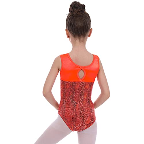 dPois Maillot Ballet para Niña Maillot sin Manga de Danza Gimnasia Body Mono Maillot Patinaje Artistico Leotardo Clásico Maillot Brillantes Baile Niña Naranja D 5-6 años