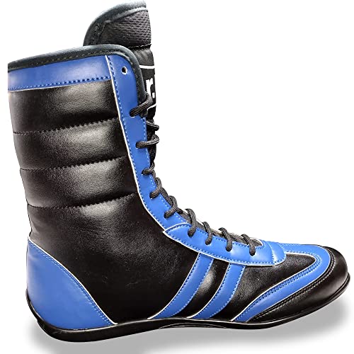 Dr. KO Botas Boxeo Champion - Botines Boxeo – Confort y Estabilidad en el Ring - Juego de Pies Flexibles, Duraderos, Transpirables (Azul, Numeric_42)