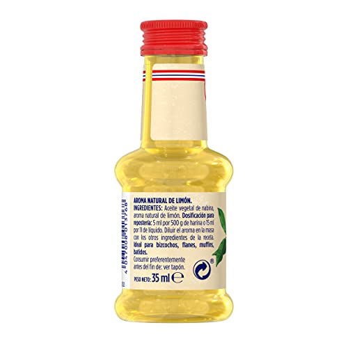 DR. OETKER Aroma Natural de Limón, Aroma Natural Líquido de Limón Especial para Postres y Batidos - Envase de 35ml (Cantidad Aproximada para 10 Dosificaciones)