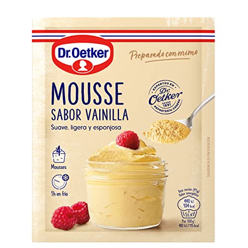 DR. OETKER Mousse de Vainilla, Preparado para Mousse de Vainilla - Estuche con Mezcla Preparada para Mousse Sabor Vainilla 65g (Cantidad 4 Raciones)