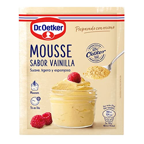 DR. OETKER Mousse de Vainilla, Preparado para Mousse de Vainilla - Estuche con Mezcla Preparada para Mousse Sabor Vainilla 65g (Cantidad 4 Raciones)