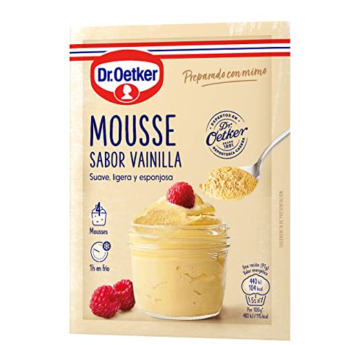 DR. OETKER Mousse de Vainilla, Preparado para Mousse de Vainilla - Estuche con Mezcla Preparada para Mousse Sabor Vainilla 65g (Cantidad 4 Raciones)