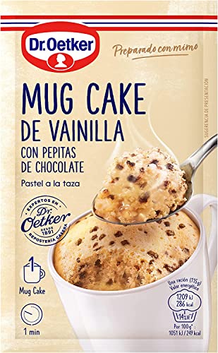 DR. OETKER Mug Cake Vainilla con Pepitas de Chocolate, Preparado para Bizcocho en Taza Sabor Vainilla con Pepitas de Chocolate - Estuche con Mezcla 65g (Cantidad 1 Unidad)