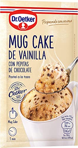 DR. OETKER Mug Cake Vainilla con Pepitas de Chocolate, Preparado para Bizcocho en Taza Sabor Vainilla con Pepitas de Chocolate - Estuche con Mezcla 65g (Cantidad 1 Unidad)