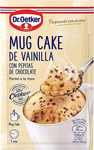 DR. OETKER Mug Cake Vainilla con Pepitas de Chocolate, Preparado para Bizcocho en Taza Sabor Vainilla con Pepitas de Chocolate - Estuche con Mezcla 65g (Cantidad 1 Unidad)