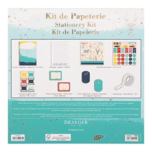 DRAEGER PARIS 1886 - Kit de papelería - Cuaderno 13x18cm + Accesorios decorativos, Colección Constelaciones