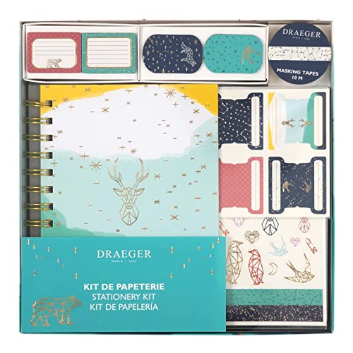 DRAEGER PARIS 1886 - Kit de papelería - Cuaderno 13x18cm + Accesorios decorativos, Colección Constelaciones