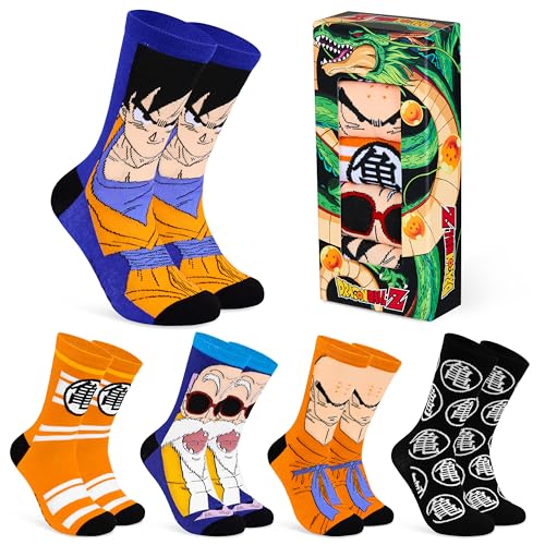 Dragon Ball Z Calcetines Hombre - 5x Pack Calcetines Hombre - Talla 40-46, Calcetines Algodon Hombre - Regalo Navidad