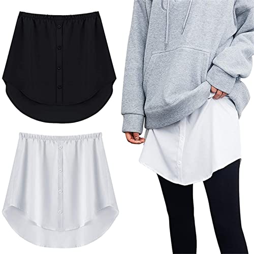 Dreafly Extensores de Camisa para Mujer, Capas Ajustables, Blusas Falsas, Dobladillo Inferior con Cintura elástica, Minifalda, Dobladillo a la Moda, Uso de Media Longitud, Minifalda Dividida, extens