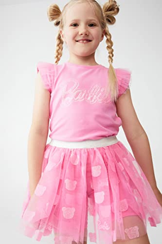 Dream Bridge Falda Elástica Leggings para Niñas Algodón Pantalones Cortos Falda Niña Tutu Falda Fiesta Disfraces Vestido para Niños Pantalones Falda en Verano Leggings Elásticos Rock,Letra Rosa,5-6